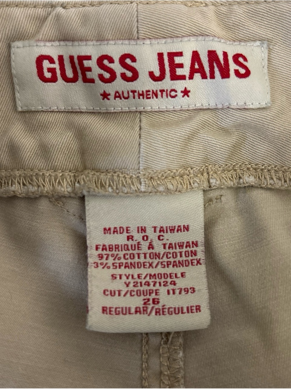 Guess Vintage Low Rise Jeans in Khaki - Picture 4 of 5
